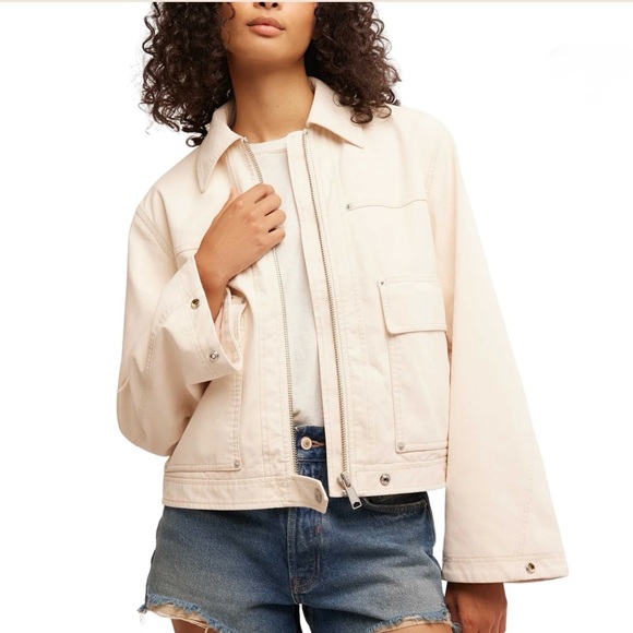 FREE PEOPLE WE THE FREE Blair Vegan Suede Jacket In Sea salt - Picture 5 of 15